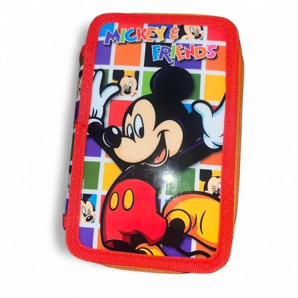 Disney Parks Mickey Mouse Vinyl Zip Up Pencil Storage Pens Case Pouch
